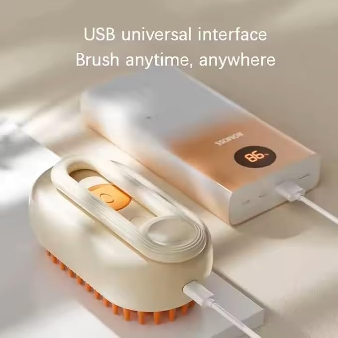 3-in-1 Steam Pet Brush for Cats & Dogs โ Self-Cleaning Grooming Comb with Spray Mist, Massage & Shedding, Rechargeable USB, Anti-Static, Foldable Handle โ White (WHITE)