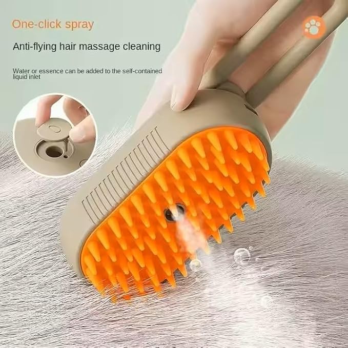 3-in-1 Steam Pet Brush for Cats & Dogs โ Self-Cleaning Grooming Comb with Spray Mist, Massage & Shedding, Rechargeable USB, Anti-Static, Foldable Handle โ White (WHITE)