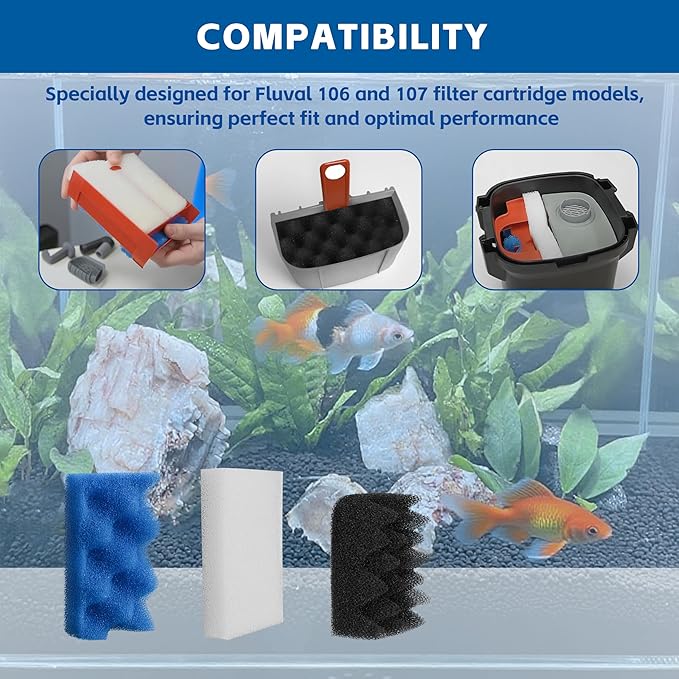10Pcs Bio Foam Value Pack for Fluval 106/107 Aquarium Filter Media